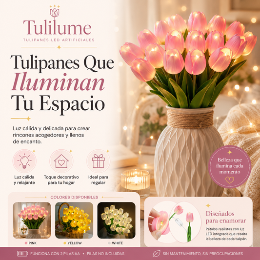 Ramo de Tulipanes (con luz y jarrón en edición premium)