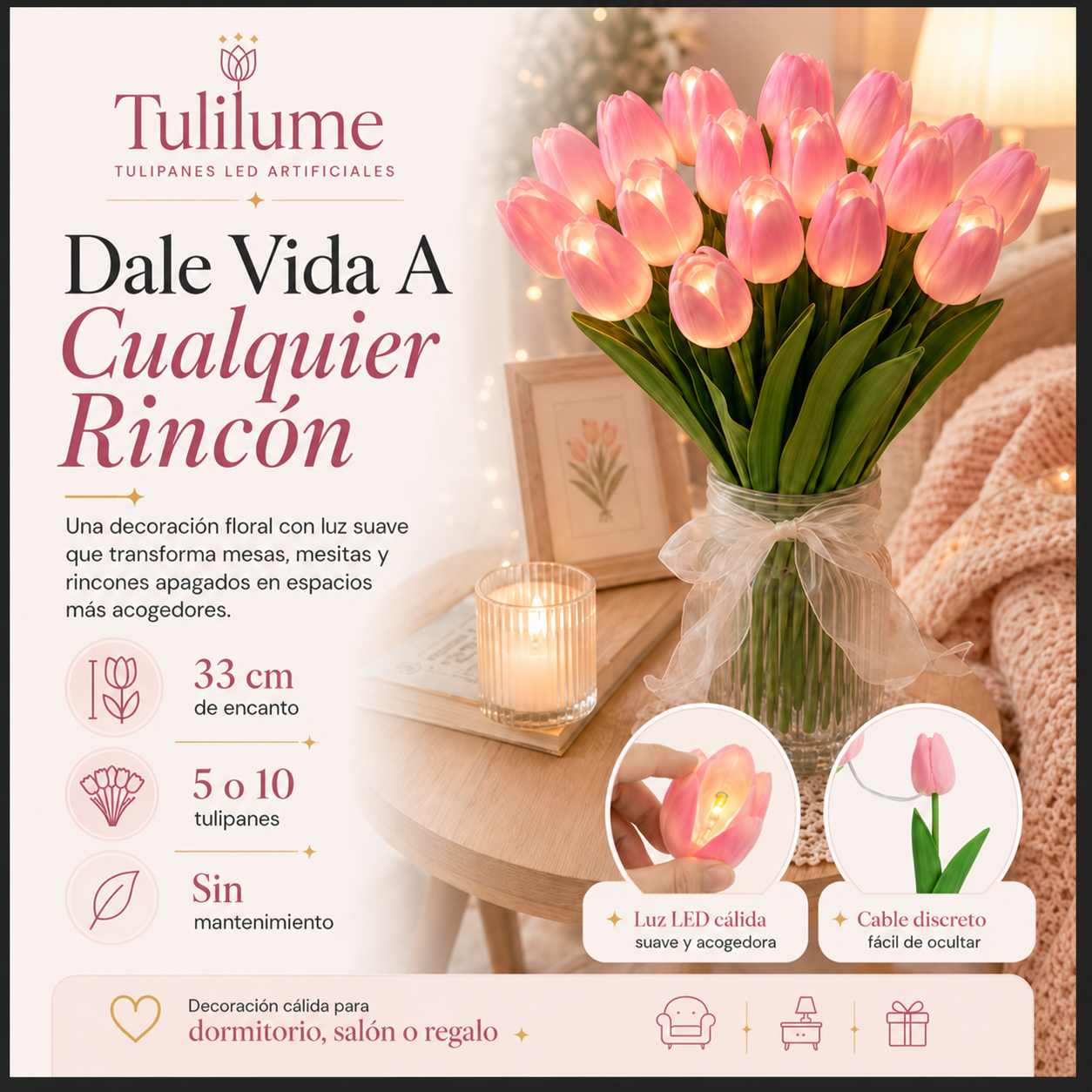 Ramo de Tulipanes (con luz y jarrón en edición premium)